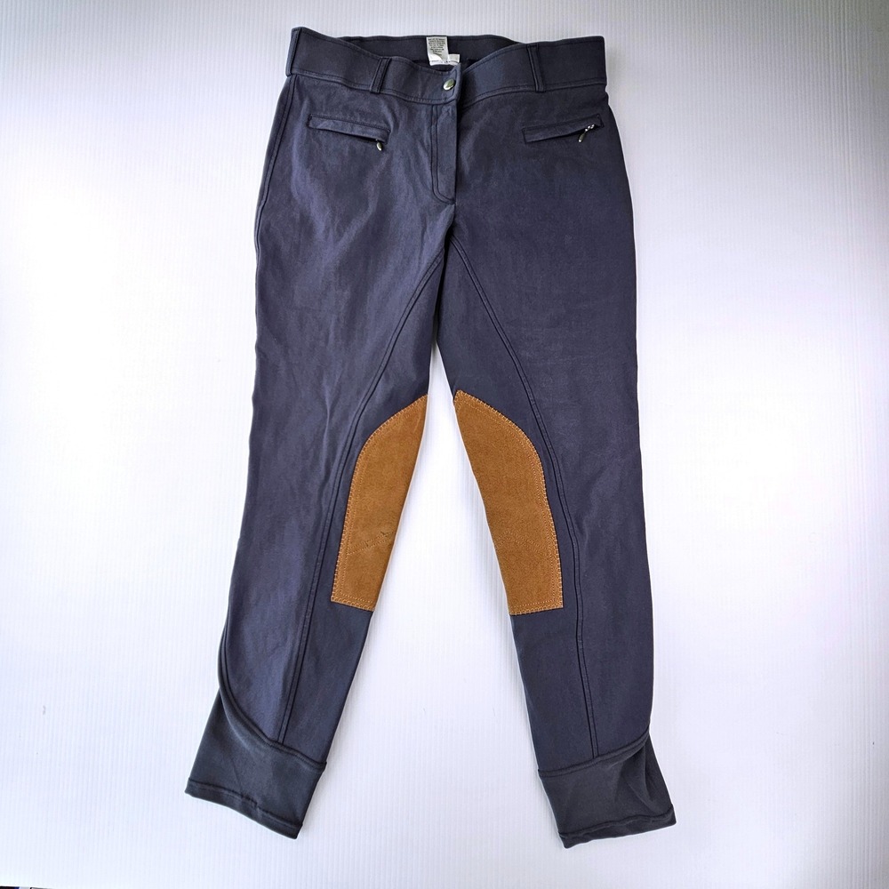 Dover Saddlery Navy Blue Knee Patch Equestrian Riding Breeches Pants Womens 32
